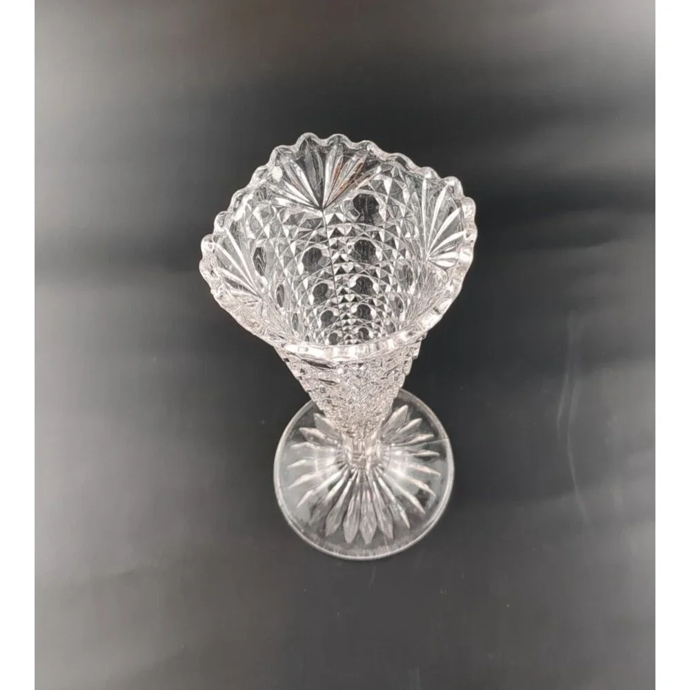 Vintage Brilliant Clear Cut Glass Bud Vase 6